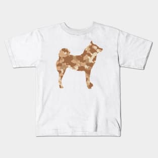 Lilly the Shiba Inu Silhouette - Desert Camo on White Kids T-Shirt